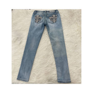 Miss Me Signature Skinny Jeans Stretch Sz 27 Cross Bling Fleur De Lis